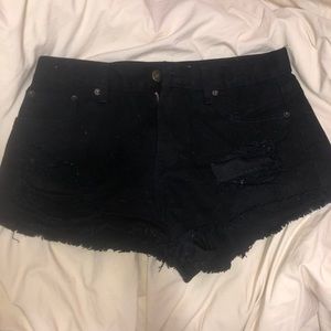 Forever 21 Black Distressed Denim Shorts